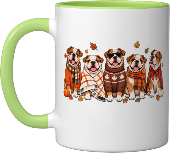 English Bulldog Fall Autumn Dog Mom Cozy Pumpkin Leaves Halloween Mug