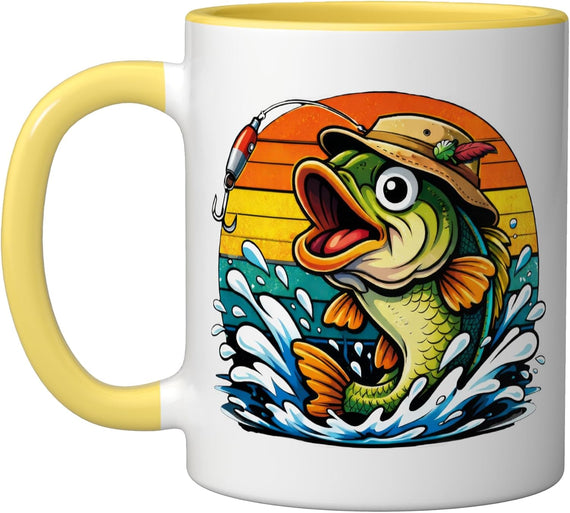 Fishing Bass Fish Fisherman Vintage Ceramic Mug