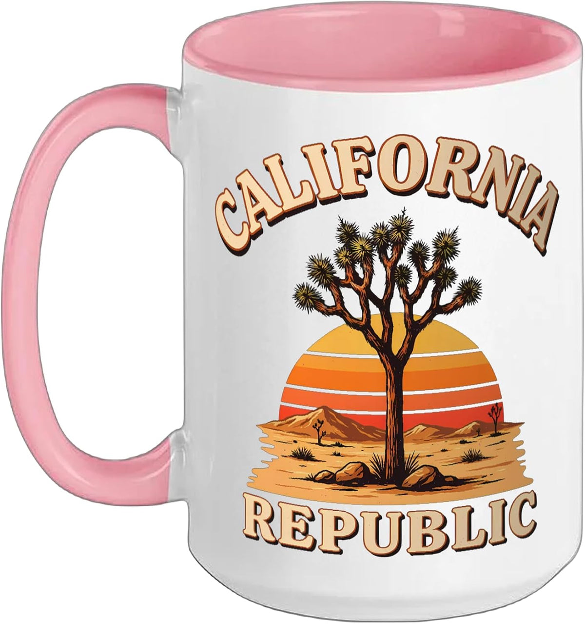 California Republic Desert Tree Retro Sunset Hiking Ceramic Mug