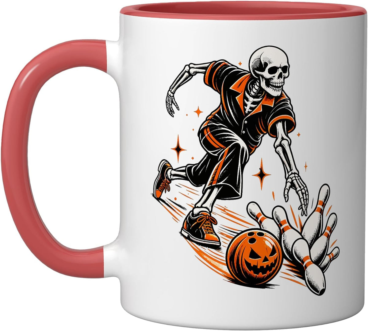 Spooky Skeleton Bowling Pumpkin Ball Halloween Strike Bowler Mug