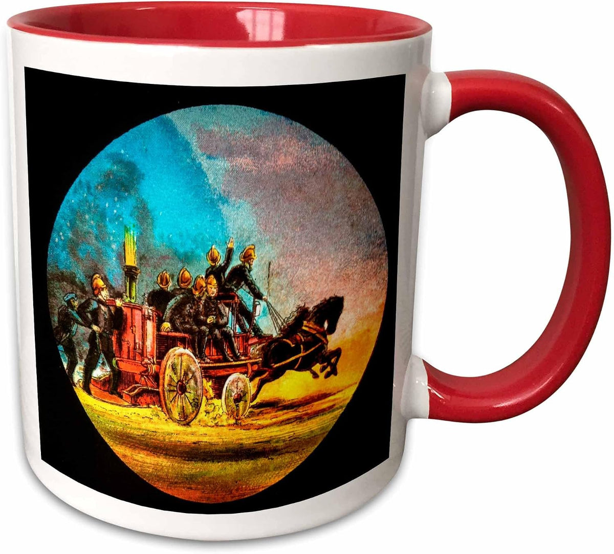Victorian Fire Company Horse Drawn Engine Racing Ceramic Mug