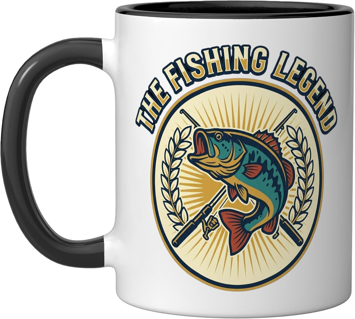 Fishing Legend Bass Angler Fisherman Vintage Design Funny Ceramic Mug