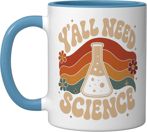 Y'all Need Science Groovy Retro Flask Design Ceramic Mug