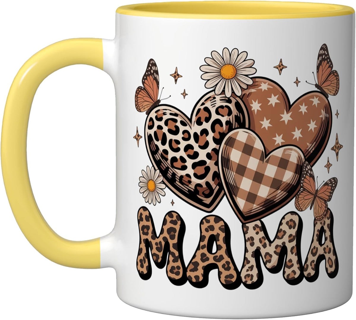 Mama Leopard Hearts Butterflies Ceramic Mug