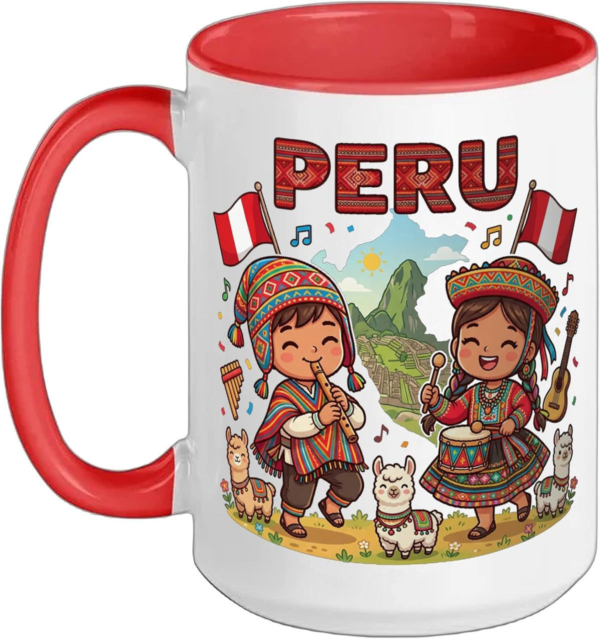 Peru Cultural Heritage Kids Llama Machu Picchu Flag Pride Ceramic Mug