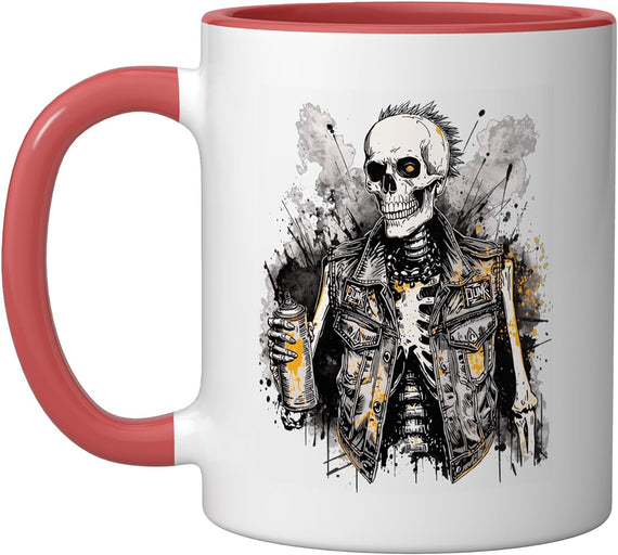 Grunge Rock Skeleton Graffiti Artist Vintage Punk Ceramic Mug