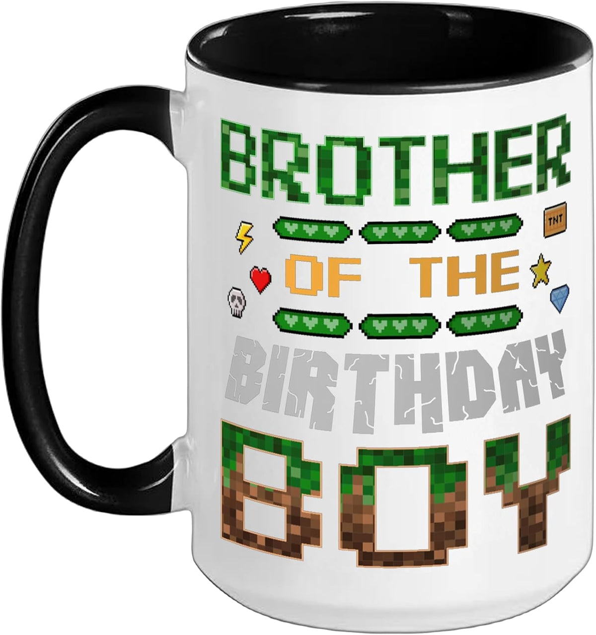 Brother Of The Birthday Boy Pixel Gamer Family Love Ceramic Mug