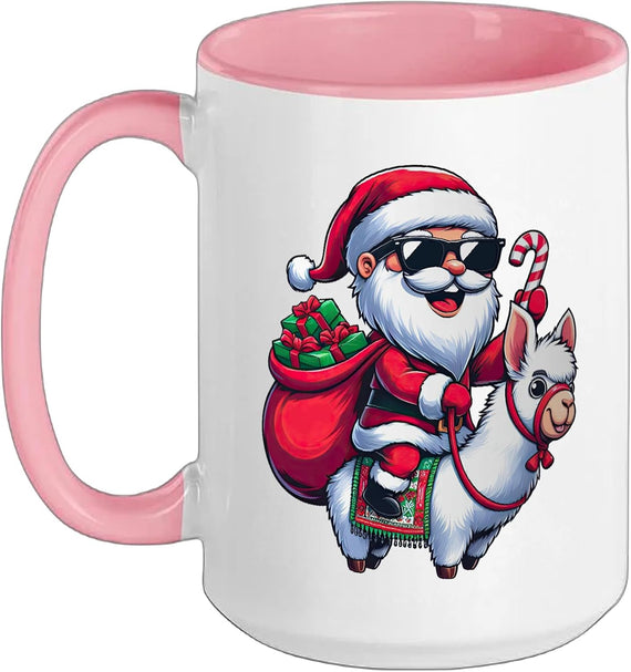 Santa Claus Riding A Llama Christmas Mug