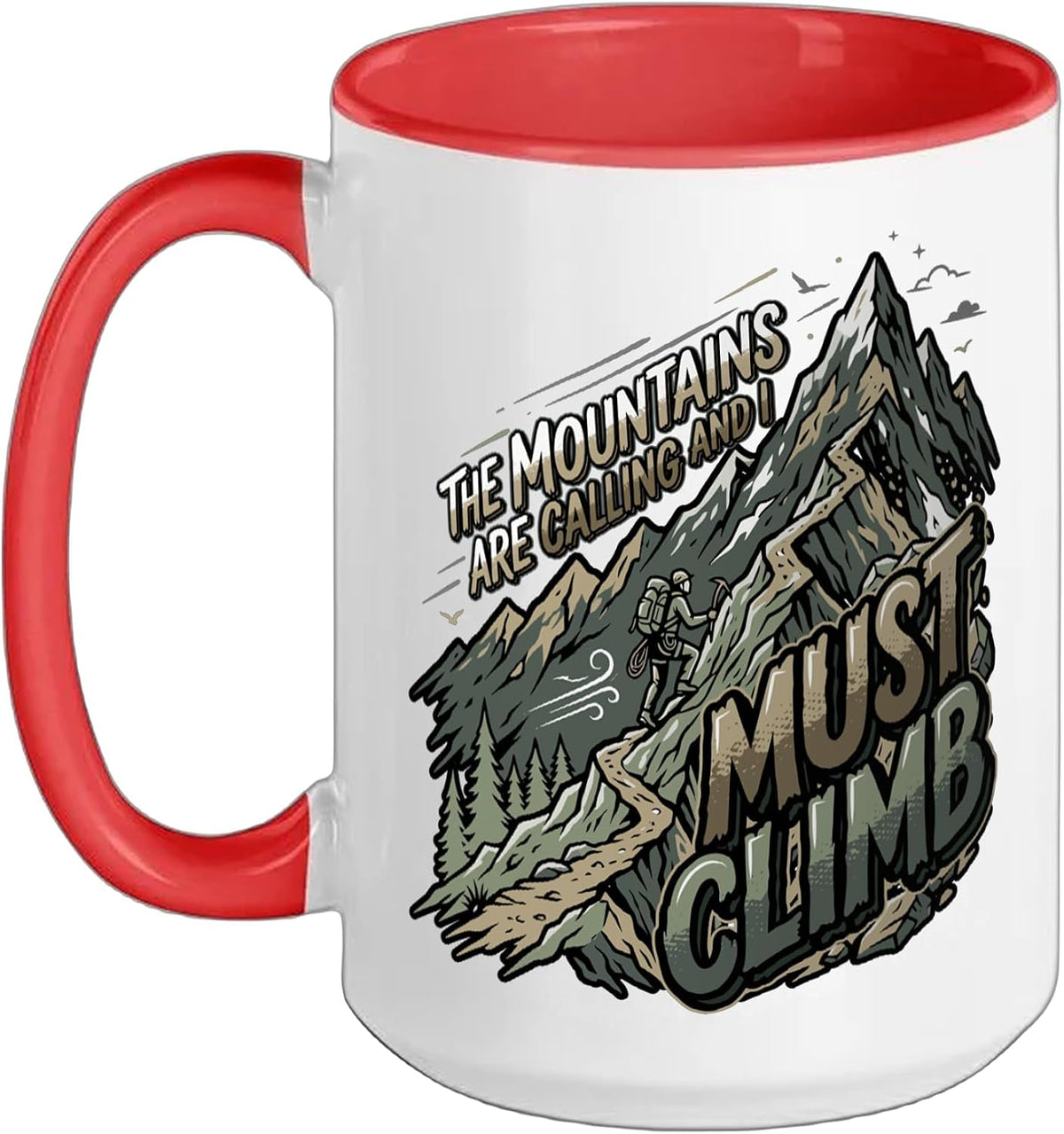 Rock Climbing Mountain Climber Mountains Are Calling Ceramic Mug