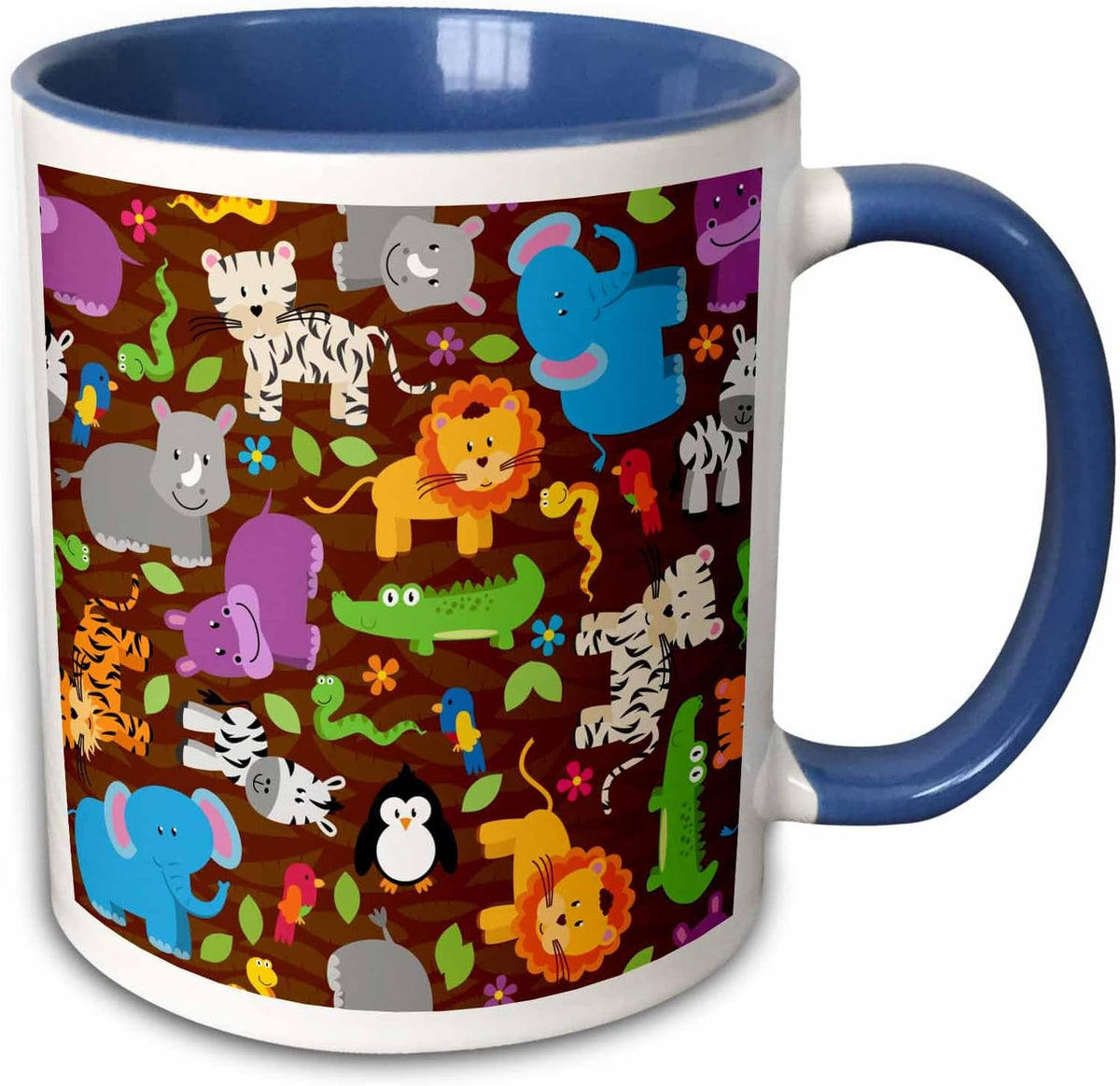 Cute Jungle Animals Scattered On Leaves Fall Ceramic Mug