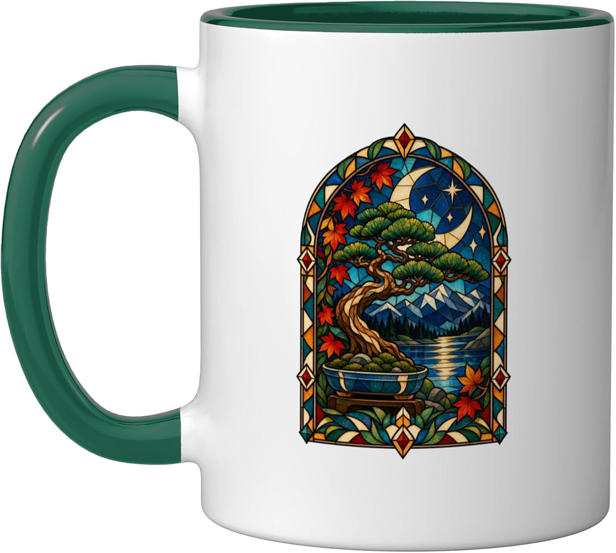 Stained Glass Bonsai Tree Japanese Garden Art Ceramic Mug