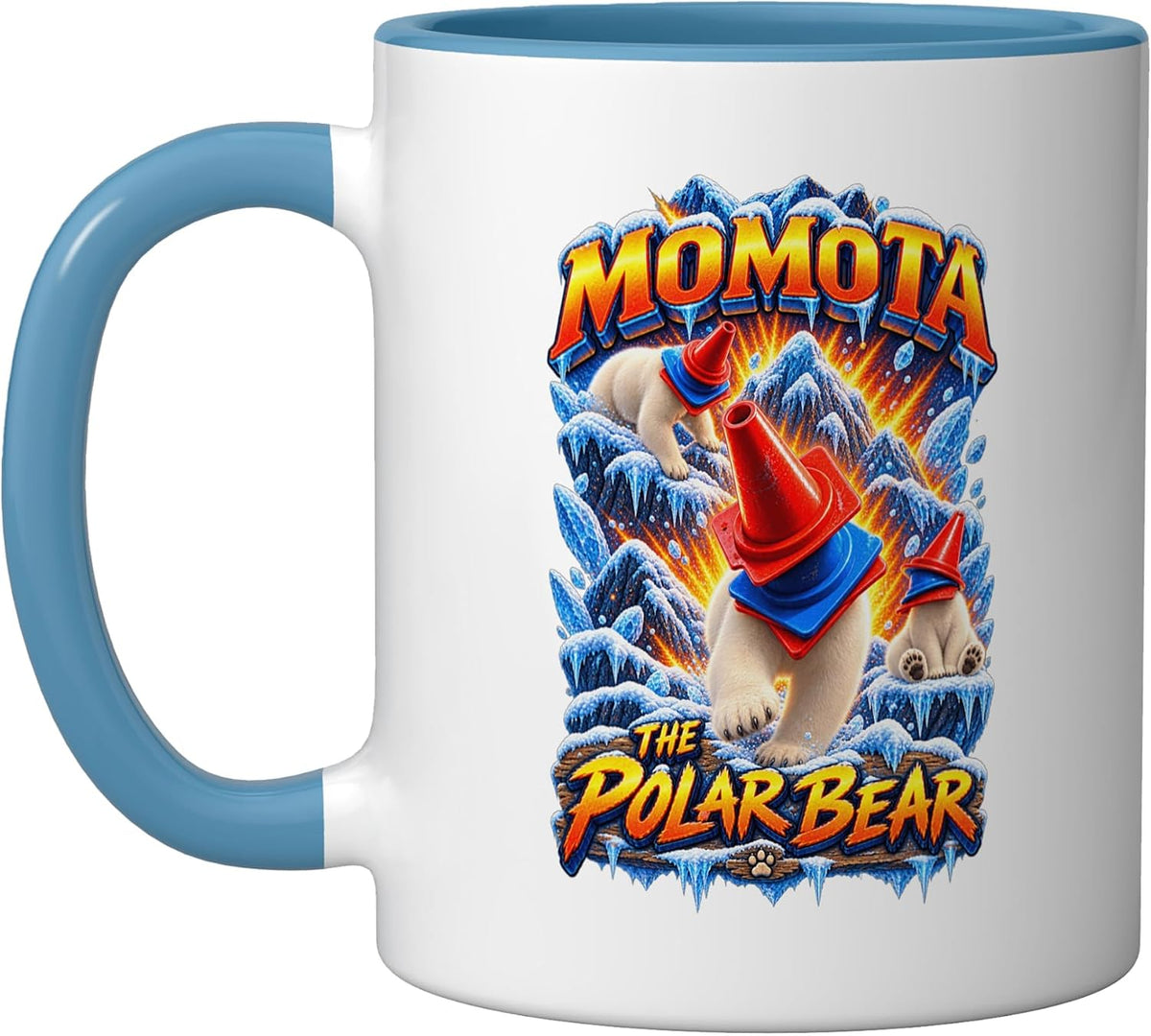 Momota Polar Bears With Traffic Cones Icy Mountain Humor Ceramic Mug