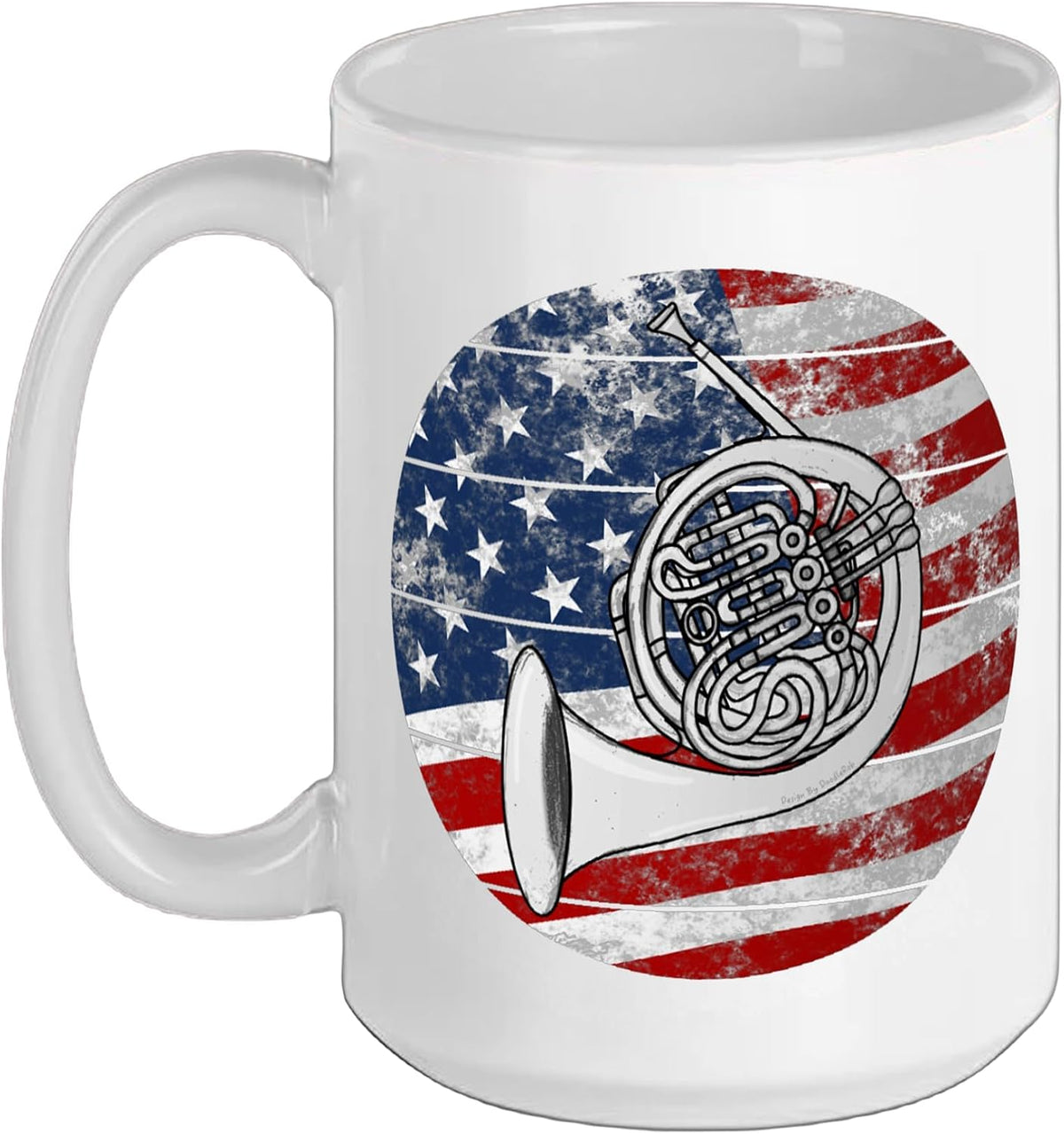 French Horn Usa Flag Hornist Brass Musician Ceramic Mug