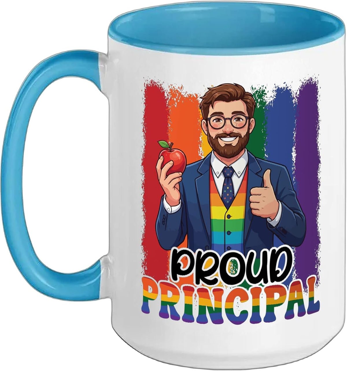 Proud Principal Rainbow Pride Male Educator School Ceramic Mug