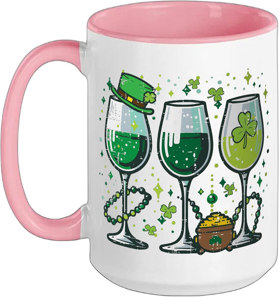 St Patricks Day Clover Coins Glasses Saint Pattys Mom Ceramic Mug