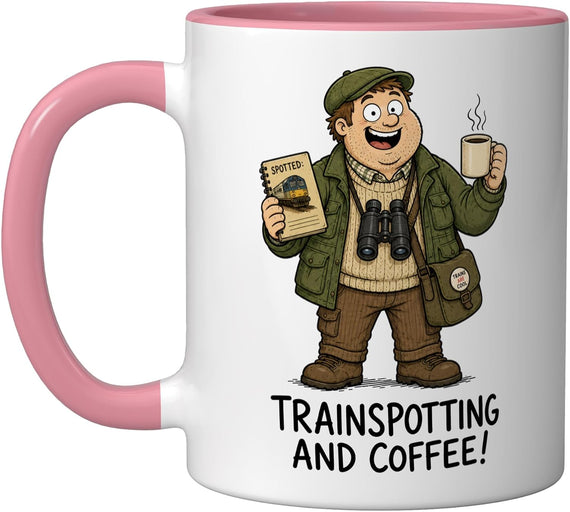 Trainspotting And Coffee Funny Trainspotter Railway Humor Ceramic Mug