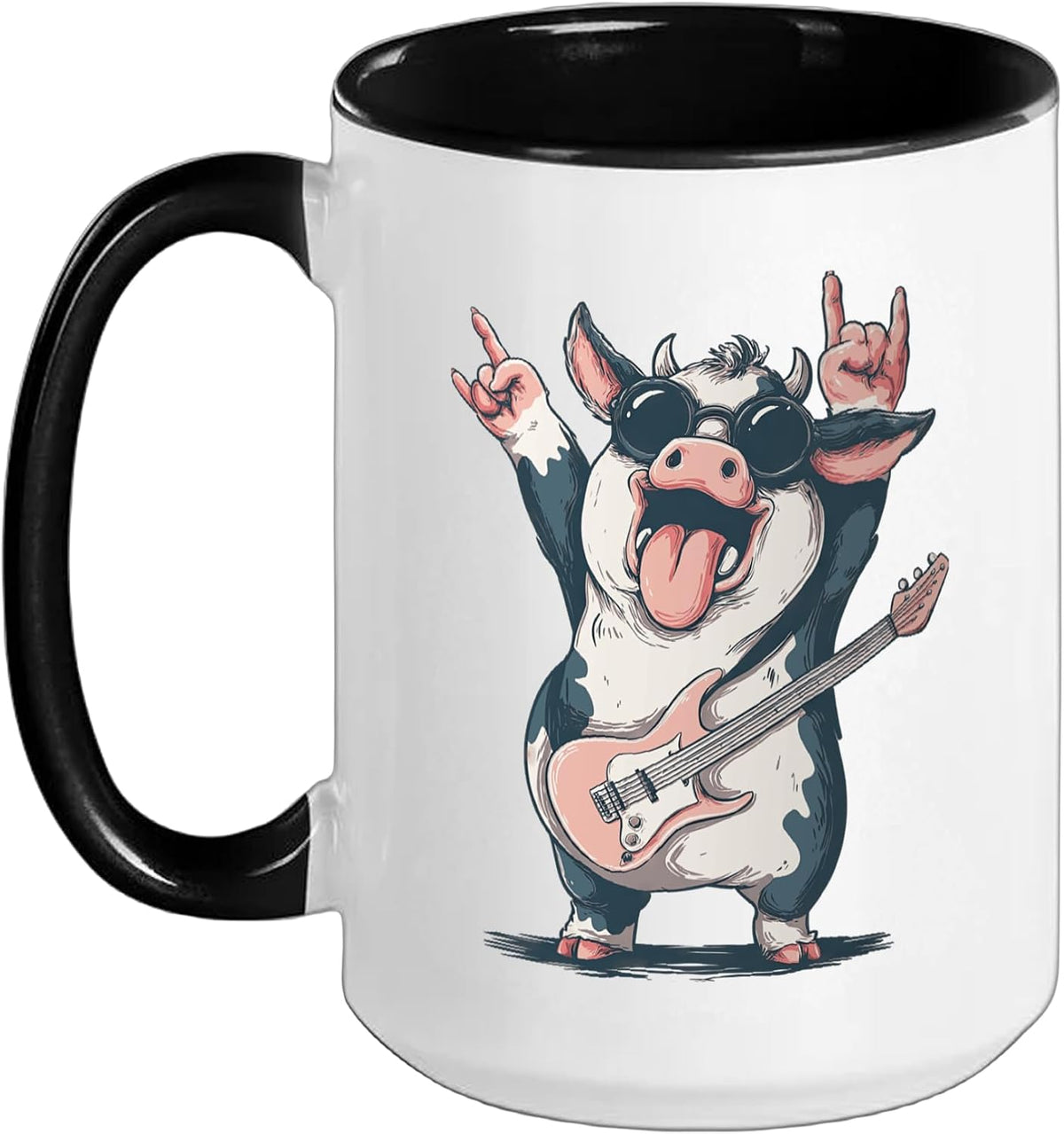 Funny Cool Cow Retro Style Cartoon Animal Music Design Ceramic Mug