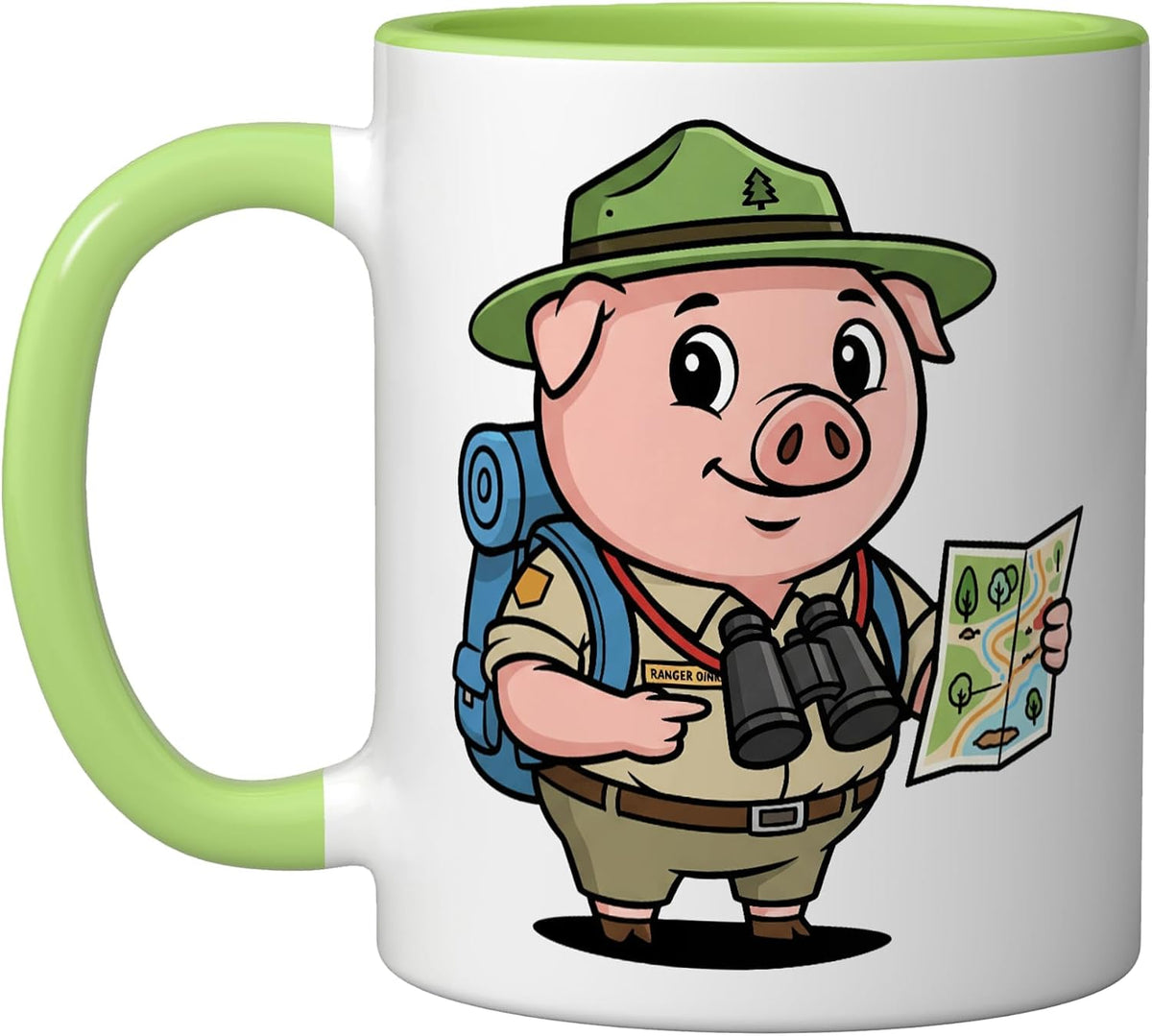 Pig Hiking Mascot Cute Outdoor Camping Nature Fan Ceramic Mug