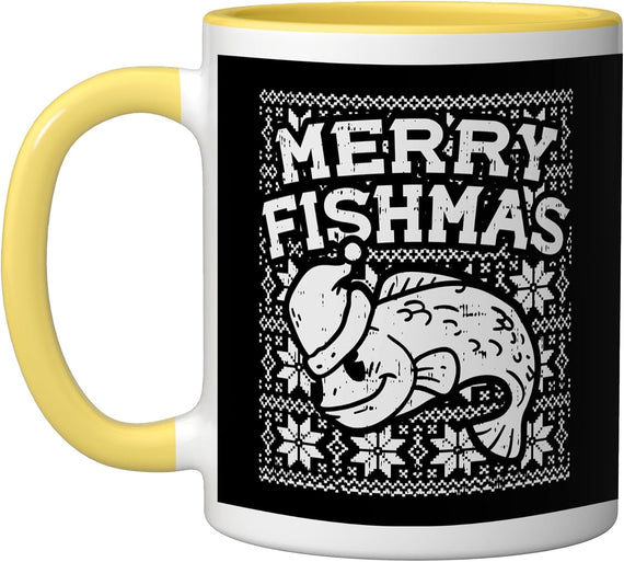 Merry Fishmas Funny Ugly Christmas Fishing Angler Ceramic Mug