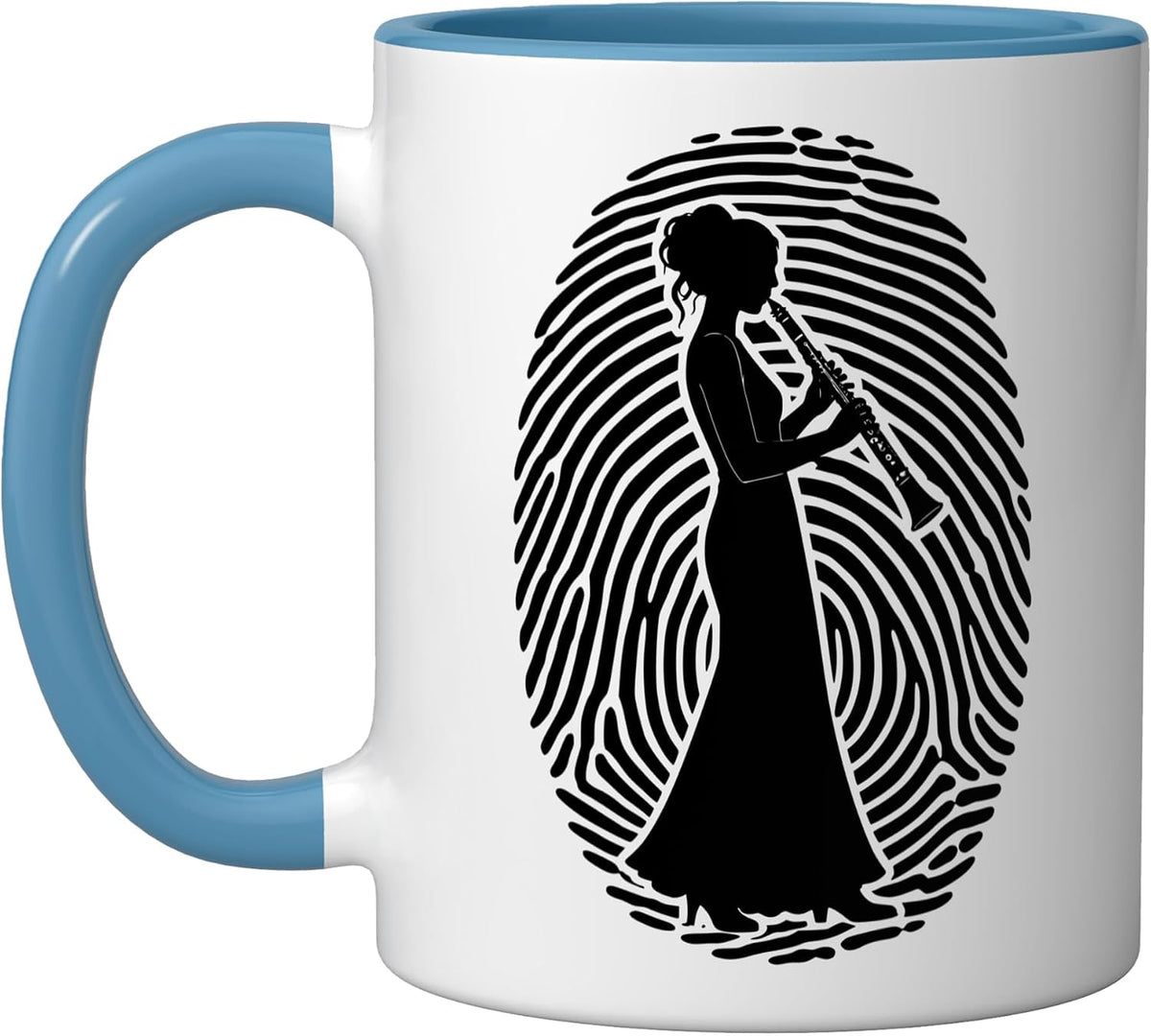 Fingerprint Clarinetist Classical Orchestra Clarinet Ceramic Mug