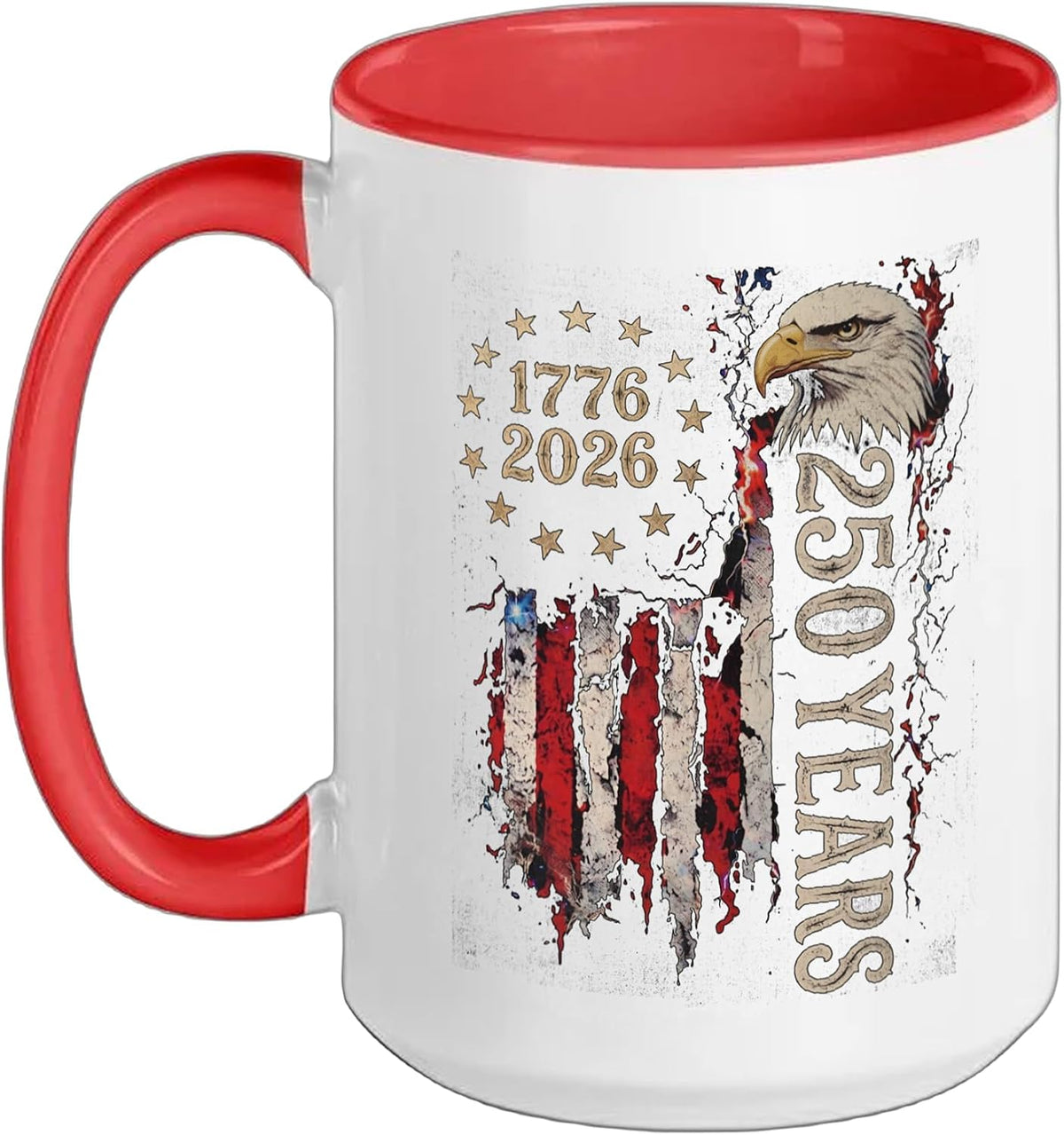 Vintage America 250 Years 1776 2026 Eagle Flag Usa Ceramic Mug