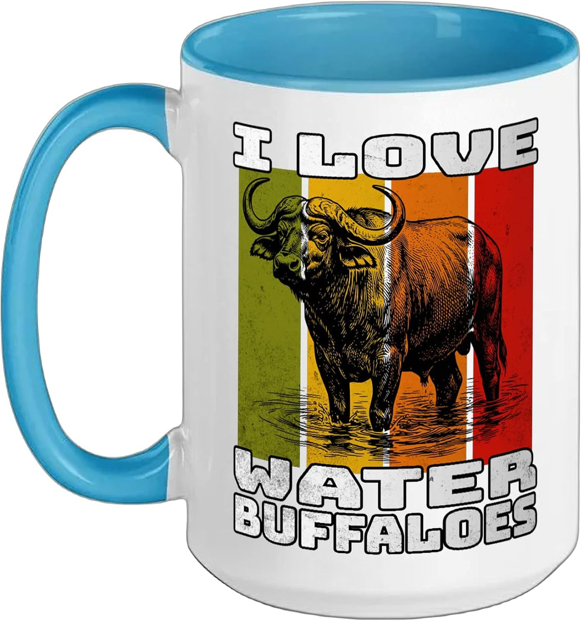 I Love Water Buffaloes Retro Bison Ceramic Mug