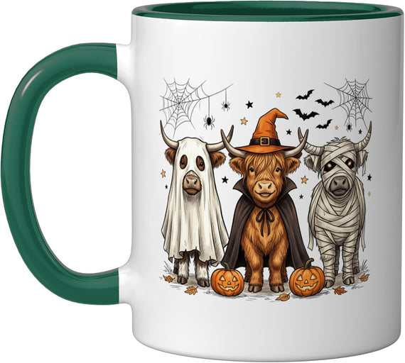 Halloween Highland Cow Pumpkin Spooky Season Costume Ceramic Mug