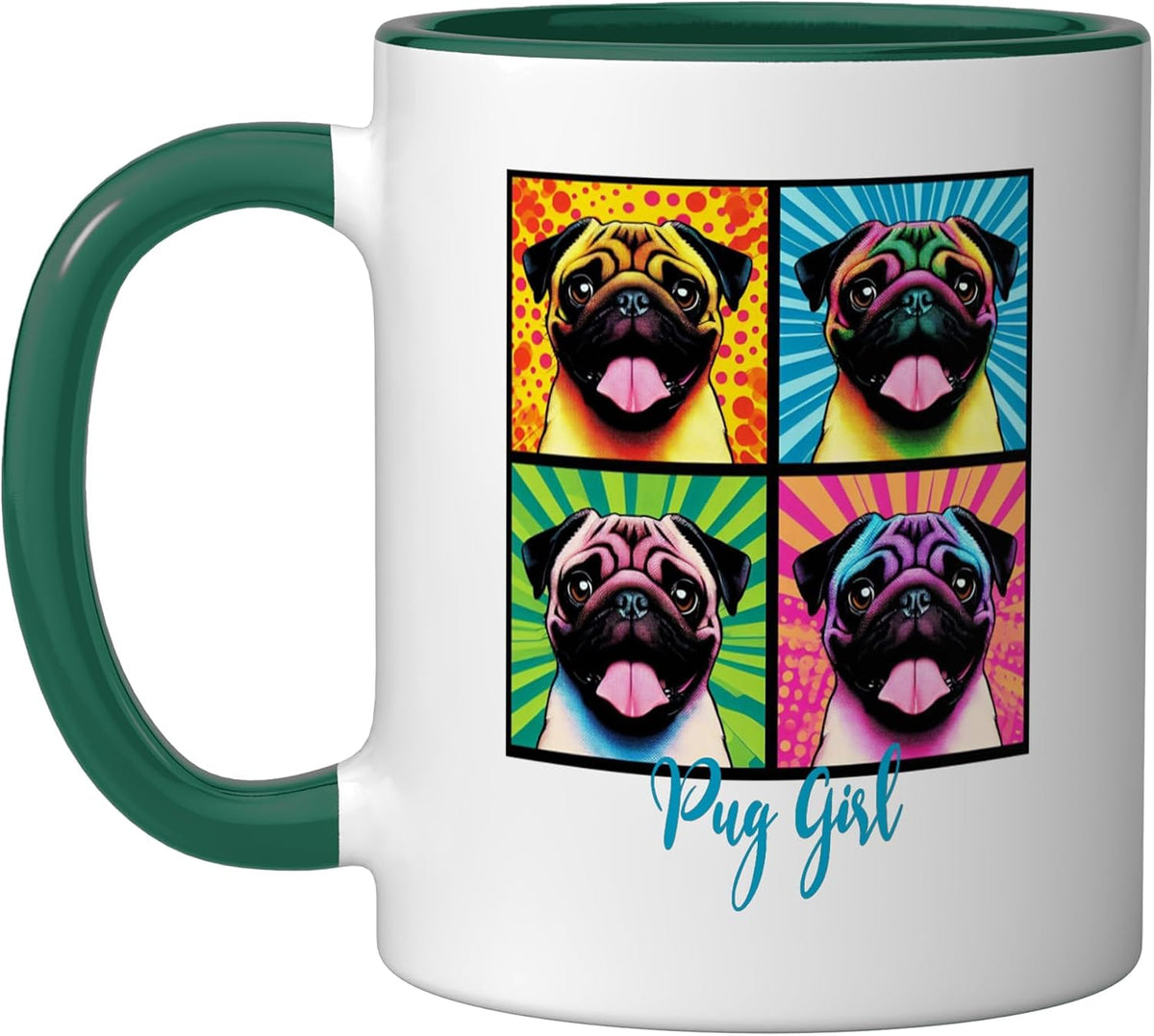 Pop Art Style Pug Girl Ceramic Mug