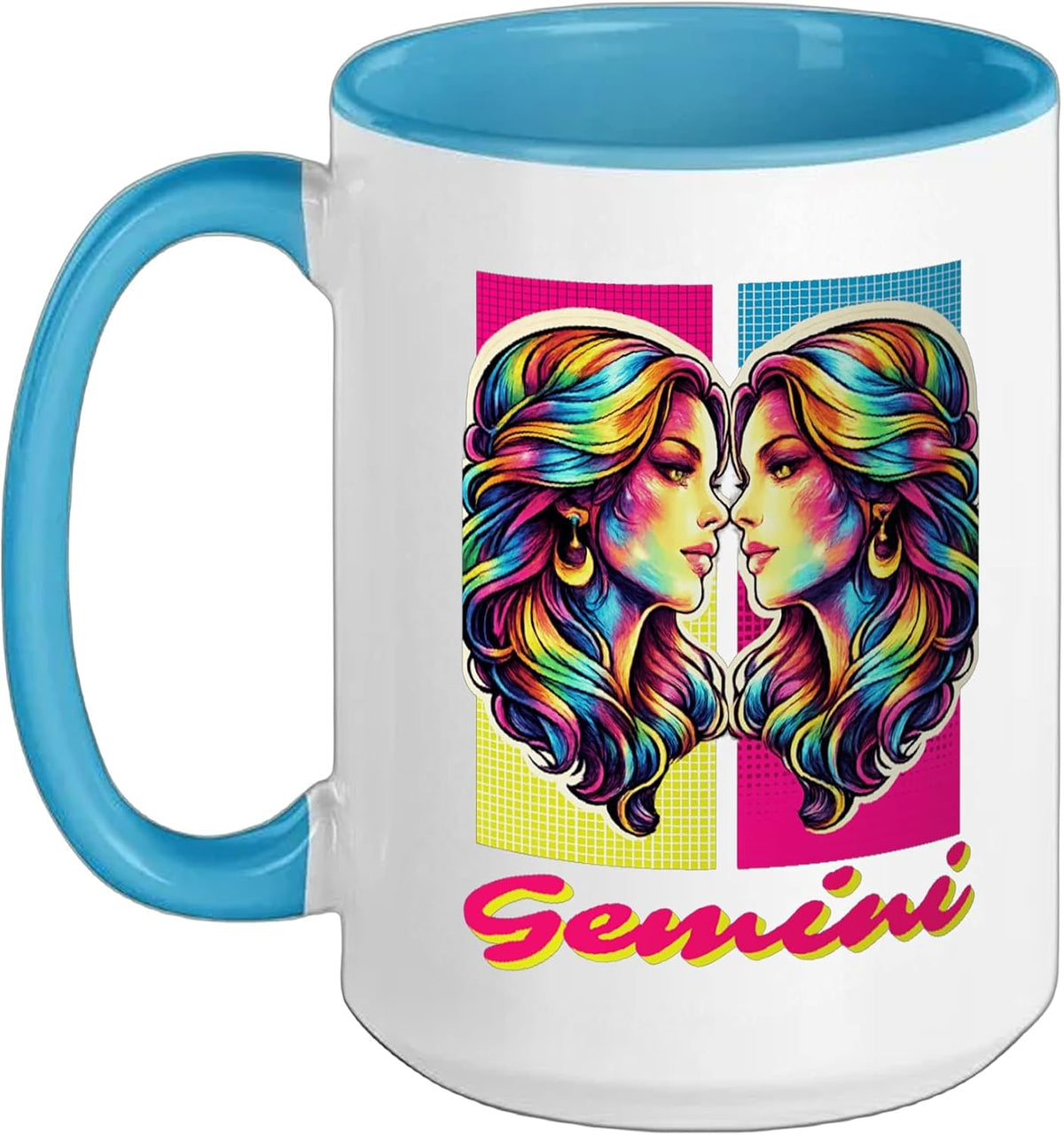 Colorful Vaporwave Gemini Zodiac Twins Colorful Astrology Ceramic Mug