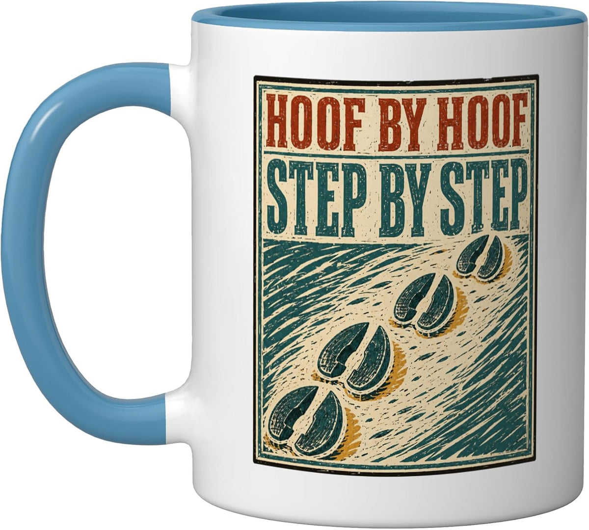 Hoof By Hoof Step By Step Farrier Linocut Design Ceramic Mug