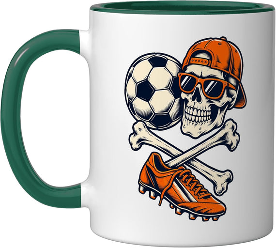 Soccer Skeleton Halloween Skull Crossbones Boys Humor Ceramic Mug