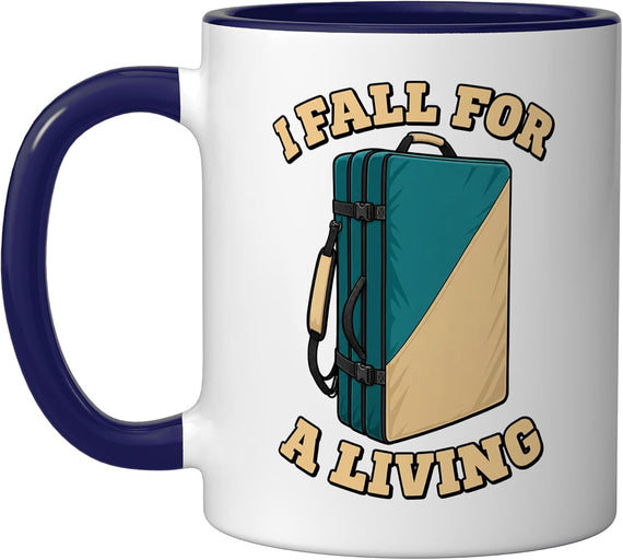 Bouldering I Fall for a Living Funny Climber Rock Climbing Ceramic Mug