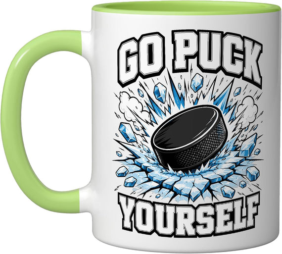 Go Puck Yourself Funny Hockey Joke Ice Hockey Christmas Ceramic Mug