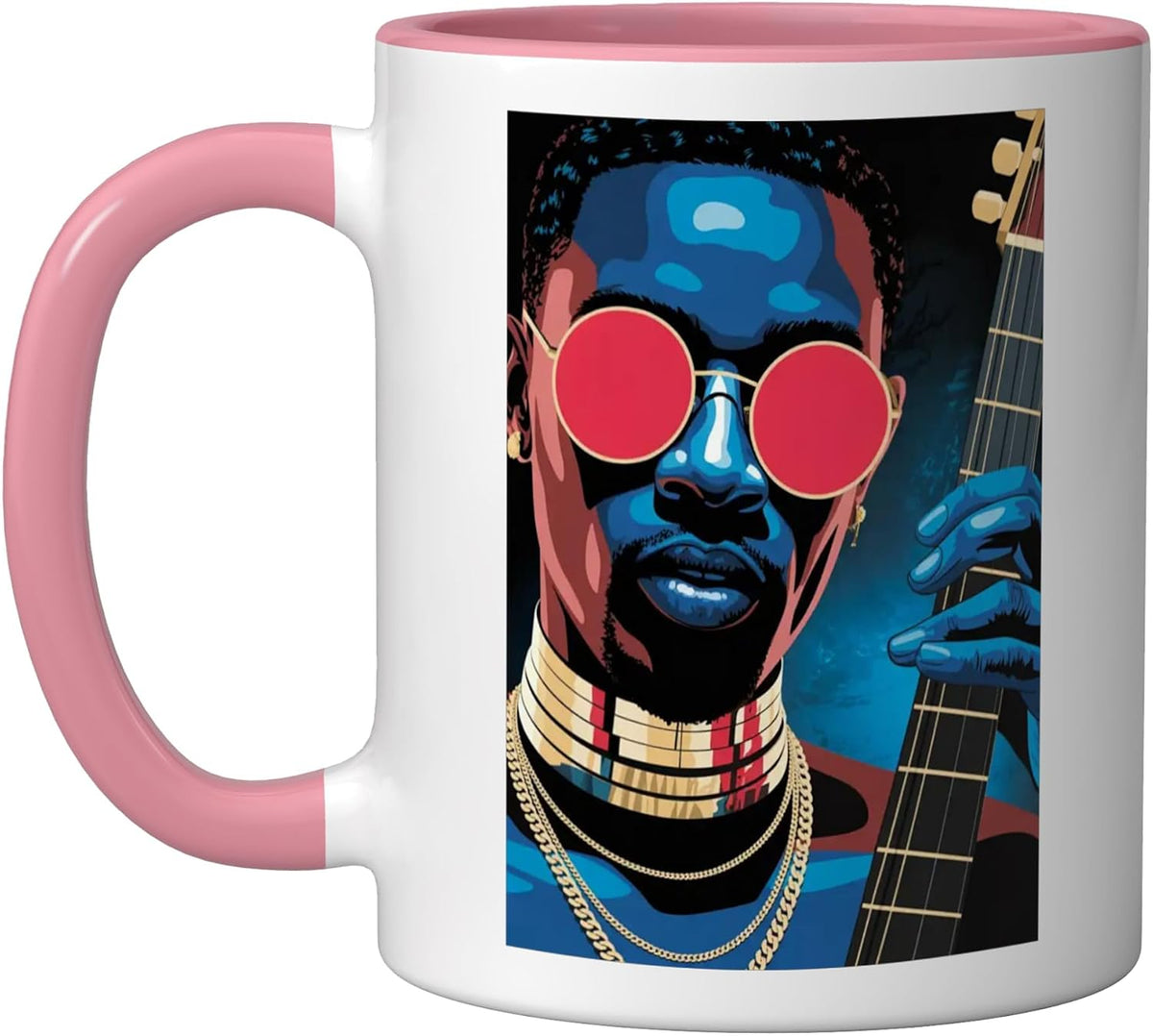 Stylish Musician Bass Guitar Pop Art Design Ceramic Mug
