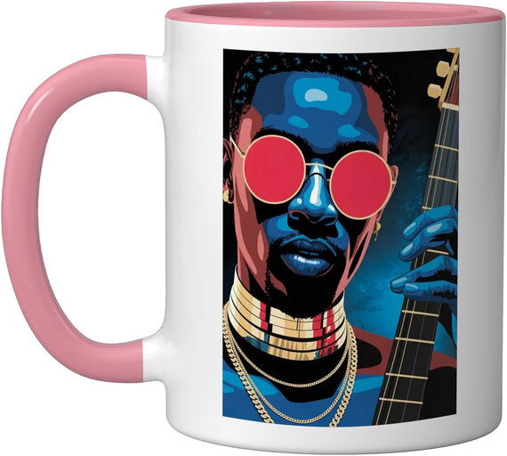 Stylish Musician Bass Guitar Pop Art Design Ceramic Mug
