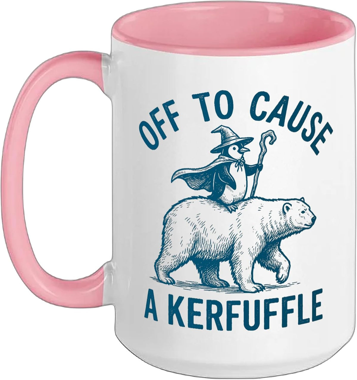 Off To Cause A Kerfuffle Wizard Riding Polar Bear Ceramic Mug