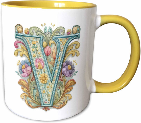 Easter Ornamental Monogram V Ceramic Mug
