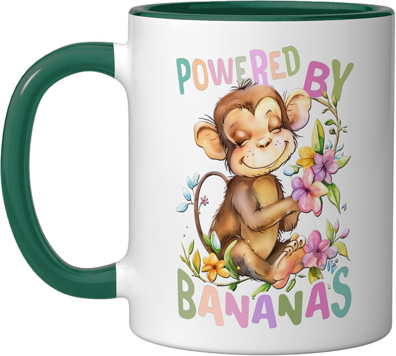 Baby Monkey With Flowers Powered Banana Ape Monkeys Ceramic Mug