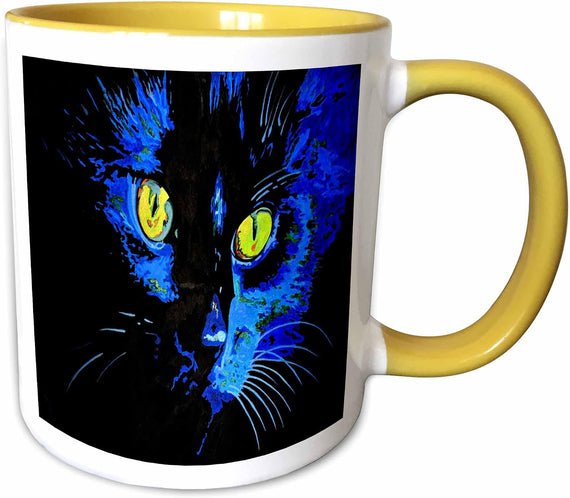 Taiche Acrylic Art Cat Black Cat Ceramic Mug