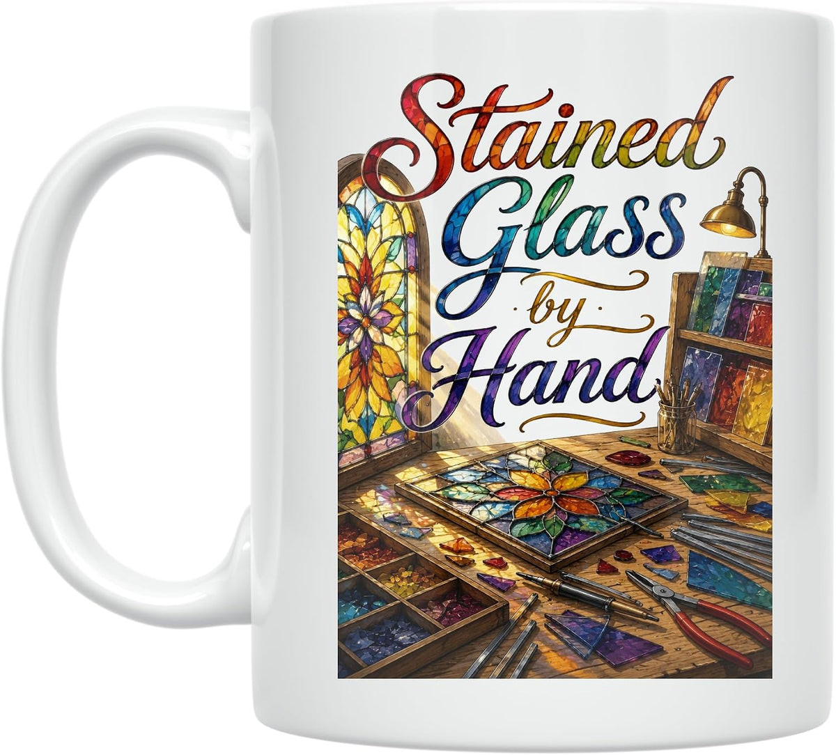 Stained Glass By Hand Mug - Artwork Design - Ceramic Ceramic Mug