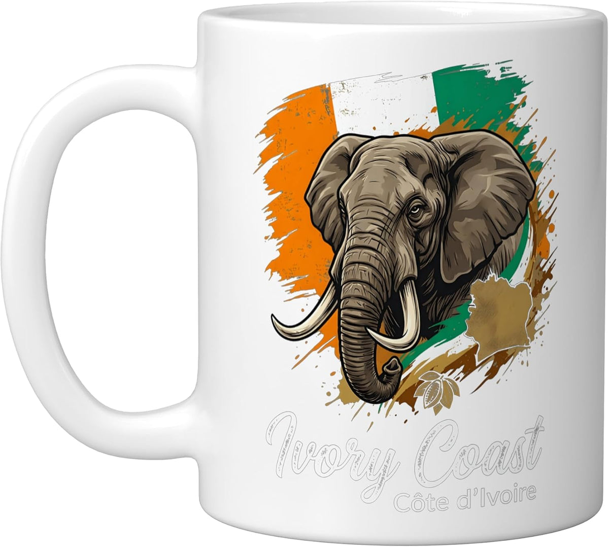 Ivory Coast Elephant Head With National Flag And Country Ceramic Mug