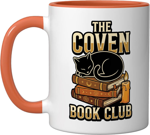 The Coven Book Club Black Cat Witchy Books Candle Ceramic Mug