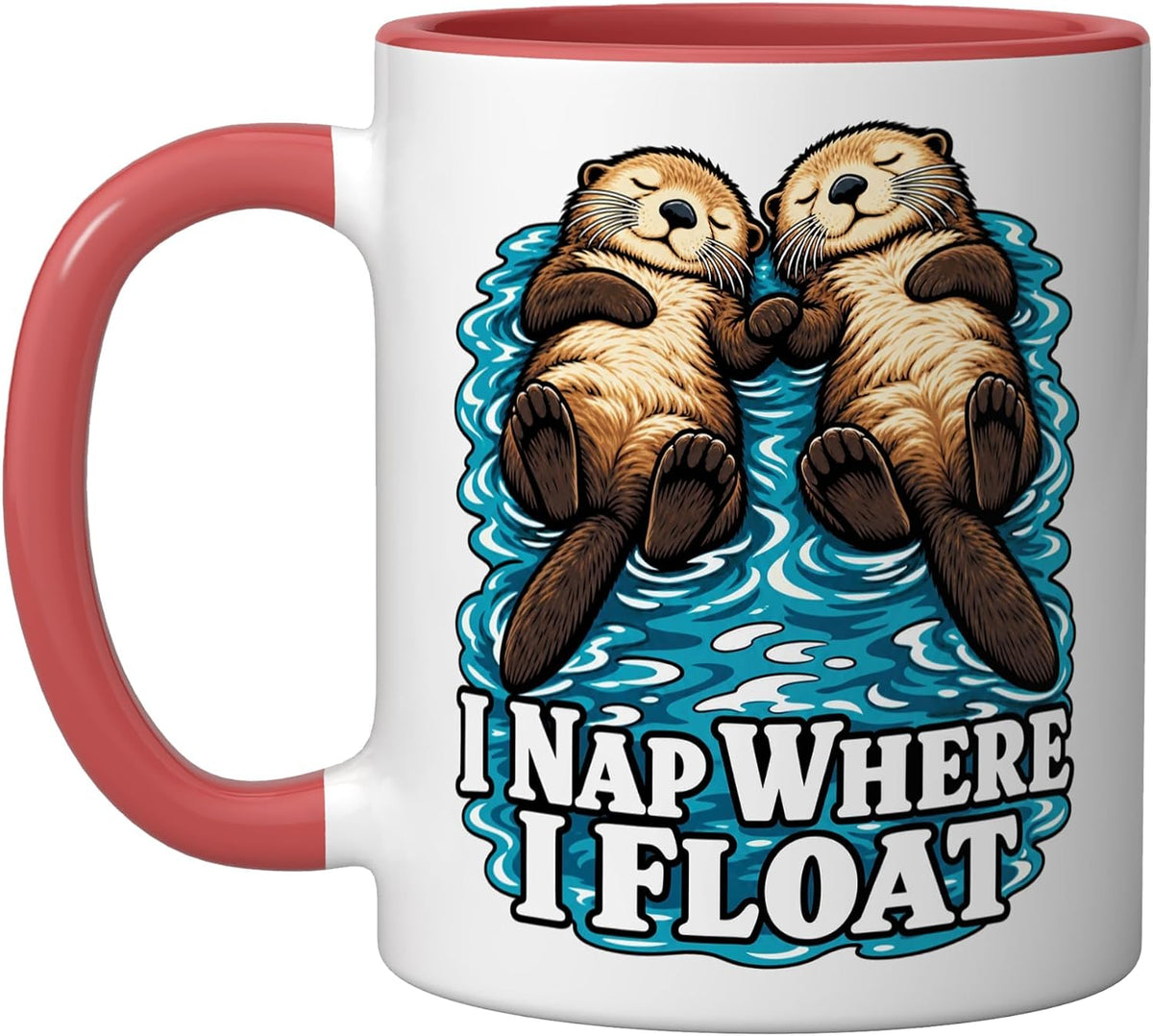 Sea Otter I Nap Where I Float Ocean Animal Lover Funny Ceramic Mug