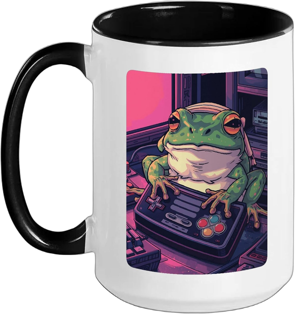 Kawaii Clothes Gamer Frog Art Cyberpunk Retro Gaming Vibes Ceramic Mug