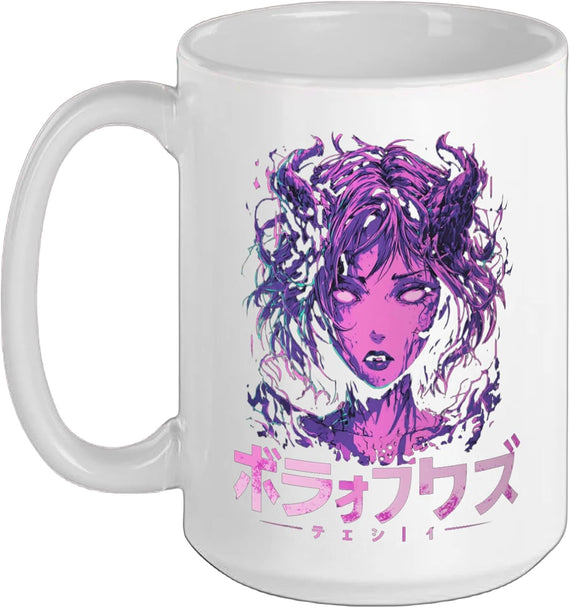 Goth Grunge Demon Anime Girl Waifu Horror Alt Aesthetic Ceramic Mug