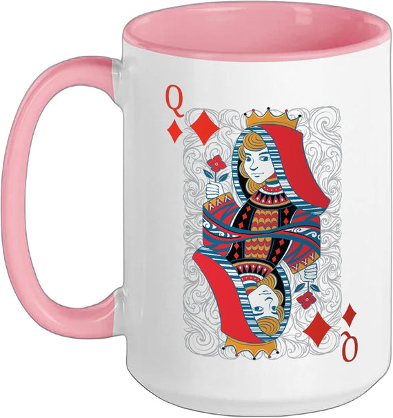 Queen Of Diamonds Poker Card Playing Card Blackjack Card Ceramic Mug