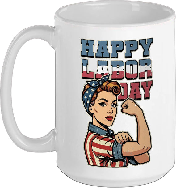 Happy Labor American Flag Proud Holiday Ceramic Mug