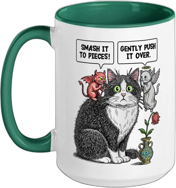 Funny Cat Ethical Dilemma Devil Angel Flower Vase Cats Ceramic Mug