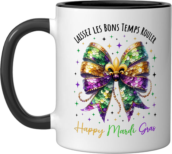 Coquette Bow Mardi Gras Festival New Orleans Carnival Ceramic Mug