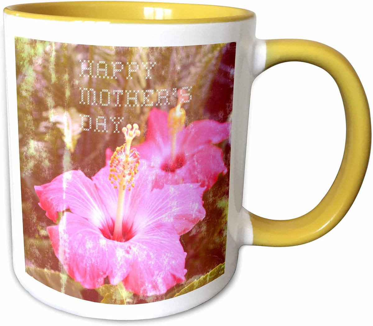 Vintage Pink Hibiscu Mothers Day Flowers Ceramic Mug